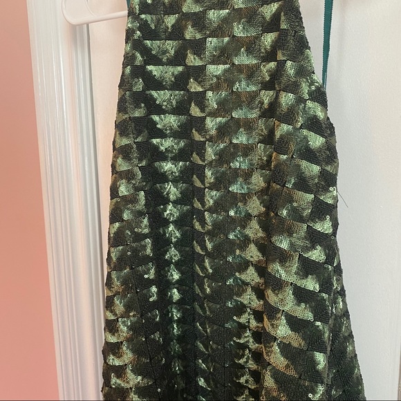 Line & Dot Viola Green Sequin Halter Swing Dress - Picture 6 of 11